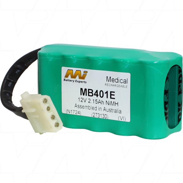 MB401E 12V Medical-Grade NiMH Battery 2.15Ah, 25.8Wh, Compact 33.9x46.4mm, 330g - Reliable Power for Medical Devices