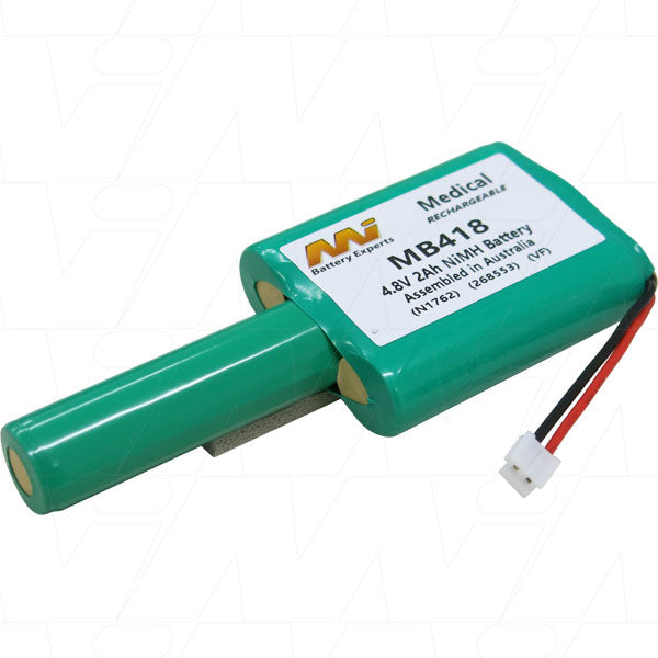 MI Battery Experts MB418 4.8V 2Ah NiMH Medical-Grade Battery - Reliable Power for Critical Equipment, 9.6Wh Capacity