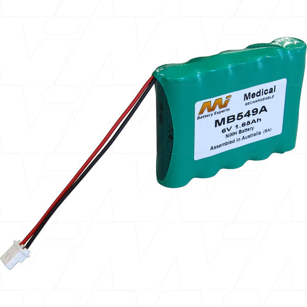 MI Battery Experts MB549A 6V NiMH Medical Battery Reliable Power for Critical Healthcare Devices, 1.65Ah Capacity, 9.9Wh Output