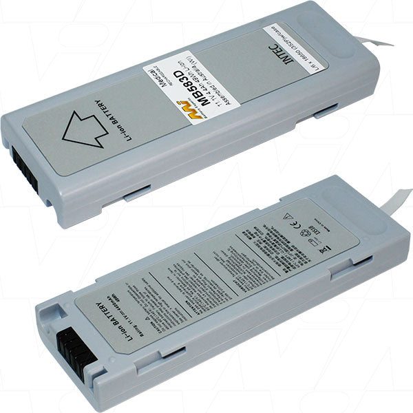 MI Battery Experts MB583D Medical-Grade Li-Ion Battery 11.1V, 4.4Ah, 48.8Wh - Compact 61x23mm, 356g for Portable Medical Equipment