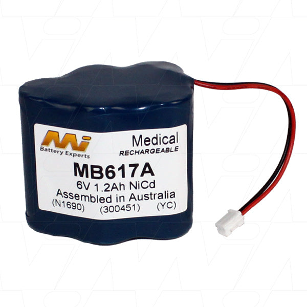 MI Battery Experts MB617A 6V 1.1Ah NiCd Medical Battery - Professional-Grade Power for Critical Healthcare Equipment (6.6Wh)