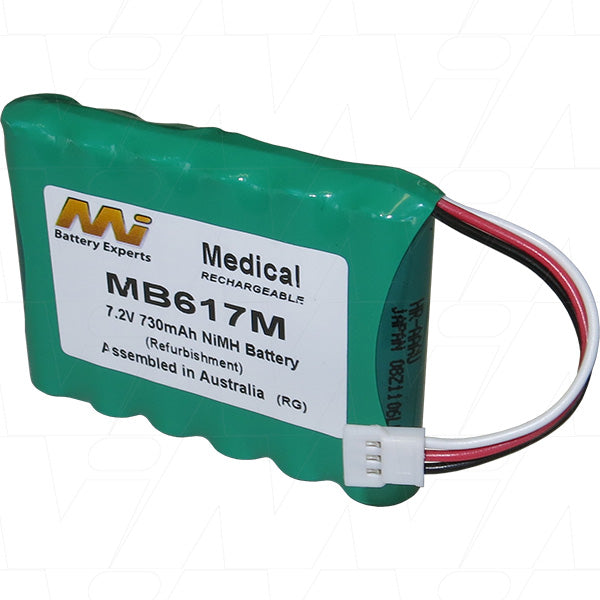 MI Battery Experts MB617M Medical-Grade NiMH Battery 7.2V, 650mAh Rechargeable Power for Portable Medical Devices & Diagnostic Equipment