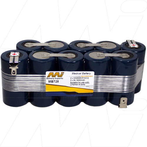 MI Battery Experts MB728 Medical NiCd Battery 2x6V, 3Ah Capacity for Healthcare Equipment - Professional-Grade Power Solution