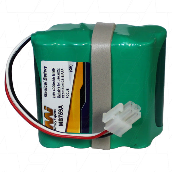 MI Battery Experts MB759A 9.6V NiMH Medical Battery 3.6Ah Capacity, 34.6Wh Energy, Compact 32x69mm Design for Critical Care Equipment