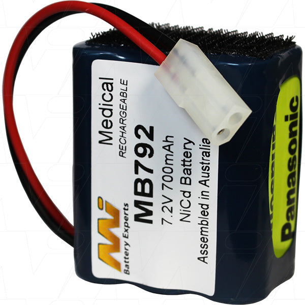 MI Battery Experts MB792 Medical NiCd Battery Pack - 7.2V 700mAh for Critical Equipment | Hospital-Grade Reliability
