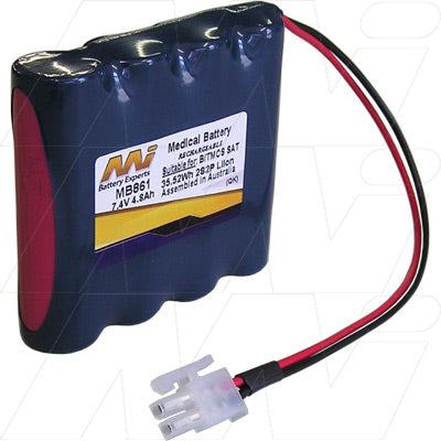 MI Battery Experts MB861 7.4V 4.8Ah Lithium-Ion Medical Battery | 35.5Wh Portable Power for Diagnostic & Patient Monitoring Devices