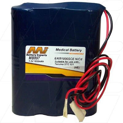 MI Battery Experts MB897 7.2V NiCd Medical Equipment Battery Pack - 1.8Ah Capacity, Hospital-Grade Power for Critical Care Devices
