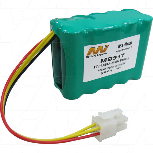 MI Battery Experts MB917 12V NiMH Medical Battery - 1.65Ah Capacity, Hospital-Grade Reliability for Diagnostic Devices & Patient Monitoring