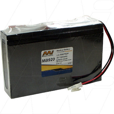 MI Battery Experts MB920 6V 7.2Ah Medical-Grade Sealed Lead Acid Battery for Critical Healthcare Equipment
