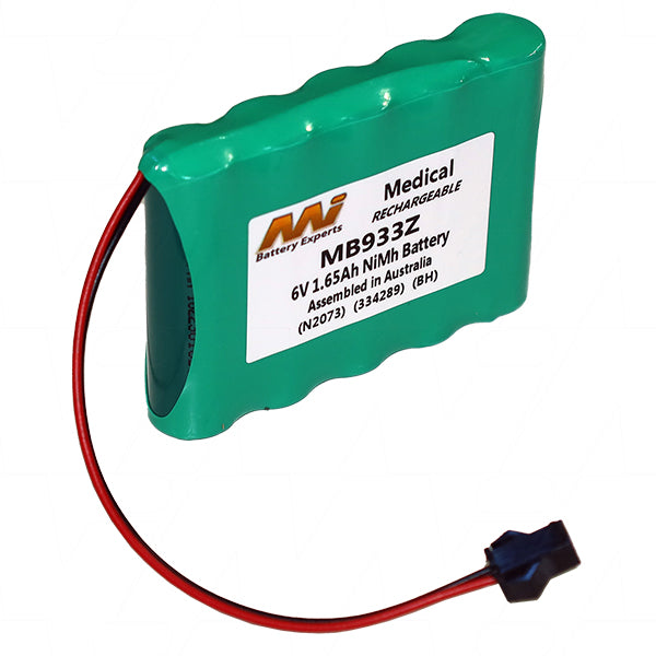 MI Battery Experts MB933Z 6V NiMH Medical-Grade Battery for Critical Healthcare Devices - 1.65Ah, 9.9Wh, 72x50mm