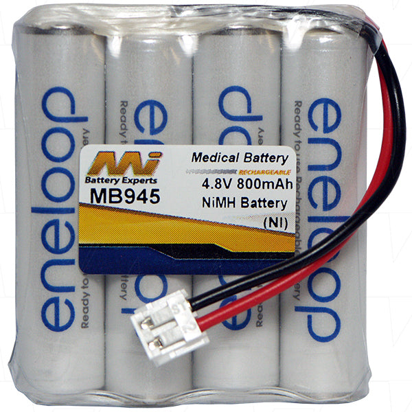 MB945 Medical-Grade NiMH Battery Pack 4.8V, 800mAh, 70g - Compact Power for Critical Healthcare Devices