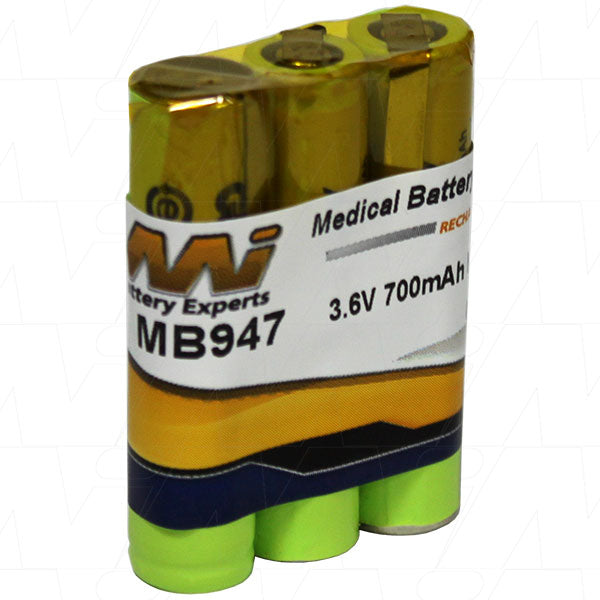 MI Battery Experts MB947 3.6V 700mAh NiMH Medical Equipment Battery - Reliable Power for Portable Diagnostic Devices & Healthcare Monitors