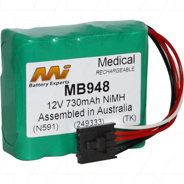 MI Battery Experts MB948 12V NiMH Medical Equipment Battery - 730mAh Capacity for Critical Healthcare Devices