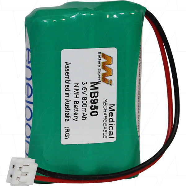 MI Battery Experts MB950 NiMH Medical Battery 800mAh, 3.6V, Hospital-Grade Power for Critical Equipment, Compact 32x11mm Design