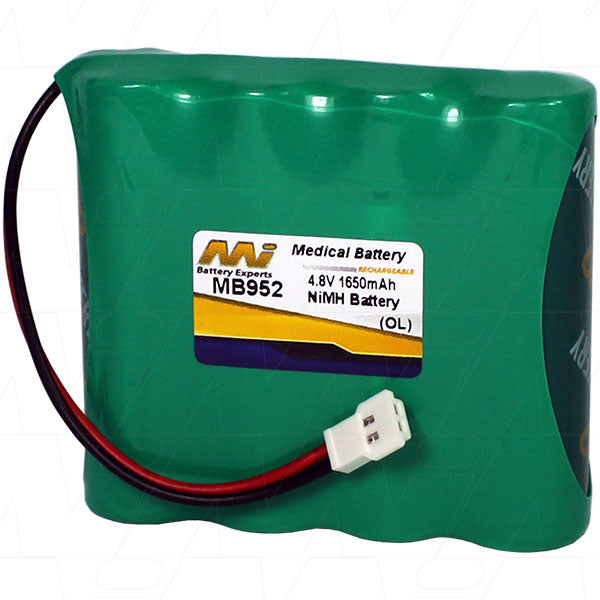 MI Battery Experts MB952 4.8V NiMH Medical Battery - 1.65Ah Capacity for Diagnostic & Patient Monitoring Devices