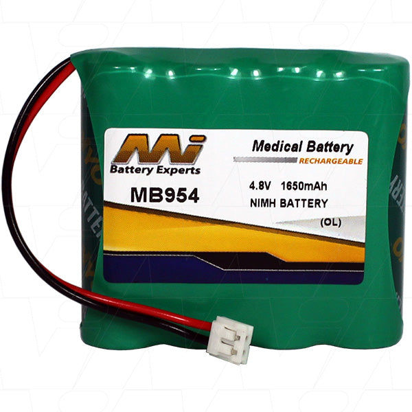 MI Battery Experts MB954 4.8V NiMH Medical Battery, 1.65Ah Capacity, 7.9Wh Energy for Critical Healthcare Equipment