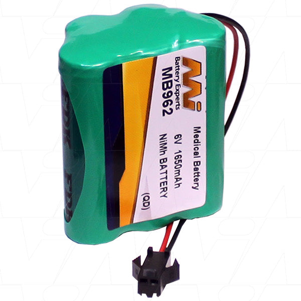 MI Battery Experts MB962 6V NiMH Medical-Grade Battery - 1.65Ah Capacity, 9.9Wh Energy, Compact 26x52mm Size for Critical Healthcare Equipment