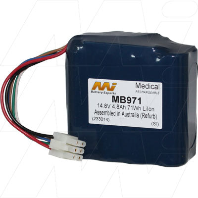 MI Battery Experts MB971 Medical-Grade 14.8V 4.8Ah Li-Ion Battery Pack for Portable Diagnostics & Patient Monitoring