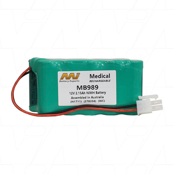 MI Battery Experts MB989 12V NiMH Medical Battery - 2.15Ah Capacity, 25.8Wh Output for Critical Equipment & Diagnostics