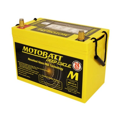 MotoBatt MBDC115 12V 115Ah Deep Cycle AGM Battery - RV, Solar, Marine - 306x169x215mm - M8 Terminals 