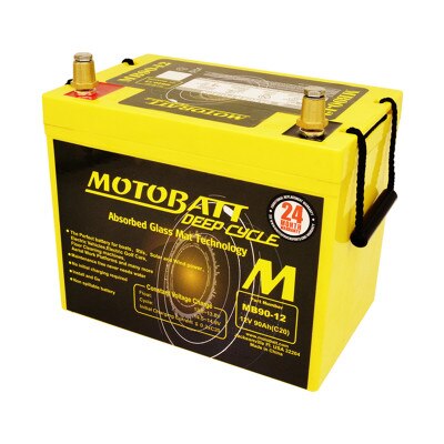 Motobatt MBDC90 12V 90Ah Deep Cycle AGM Battery - RV, Solar, Marine - 10.24x6.65x8.31" - M8 Terminal 
