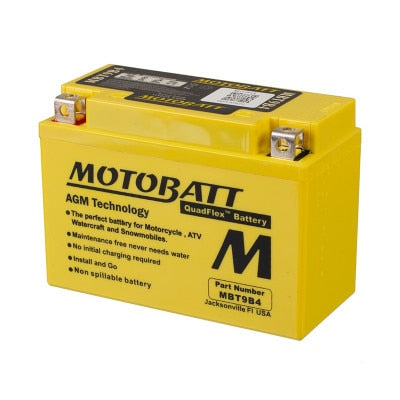 Motobatt MBT9B-4 12V 9Ah AGM Motorcycle Battery - 115 CCA, QuadFlex Terminals, Direct Replacement 