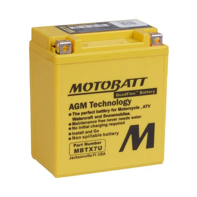 Motobatt MBTX7U 12V 8Ah AGM Battery - Motorcycle, ATV, UTV - 115 CCA, QuadFlex Terminals 