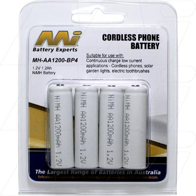 MI Battery Experts MH-AA1200-BP4 Rechargeable NiMH AA Batteries - 1200mAh, 1000 Recharge Cycles, Low Self-Discharge for Professional & Home Use