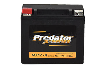 MX12-4 Predator X Series AGM Motorcycle Battery - High Performance, Leak-Proof, Jet Ski & American Motorcycle, Replaces YTX12-BS

