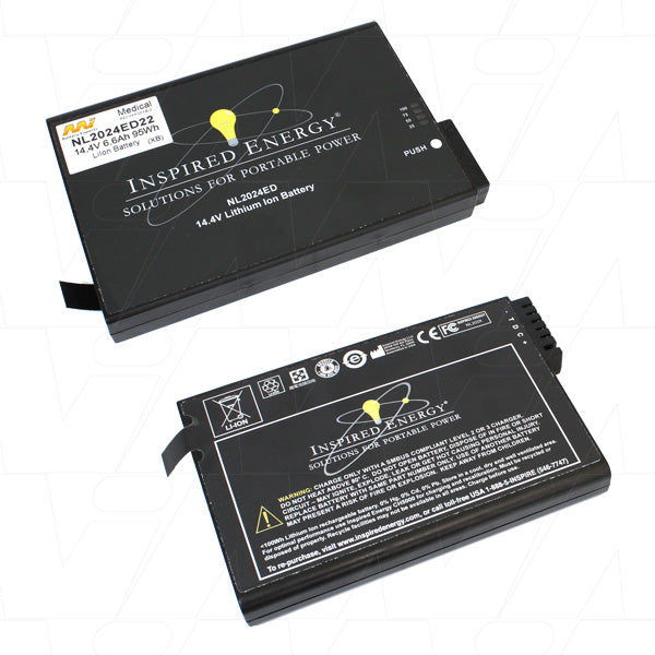 Inspired Energy NL2024ED22 Medical-Grade 14.4V 95Wh Li-Ion Battery Pack for Critical Healthcare Equipment