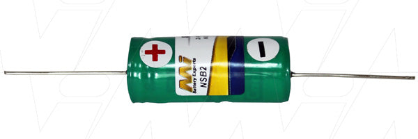 SANYO NSB2 NiCd 110mAh Memory Backup Battery - 2.4V, 16g, Compact 15.5x38.5mm - Reliable Power for Critical Systems