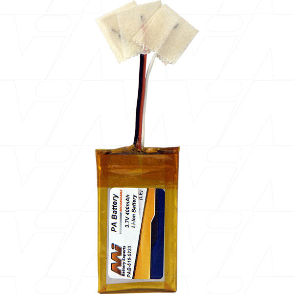 Lithium Ion Polymer Battery for Portable Audio 300mAh, 3.7V, 16g - MI Battery Experts PAB-616-0223 Pro-Grade Power