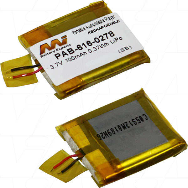 Professional 3.7V 100mAh LiPo Battery for Portable Audio/Video - Compact 19.8mm, 6g, High-Performance Power