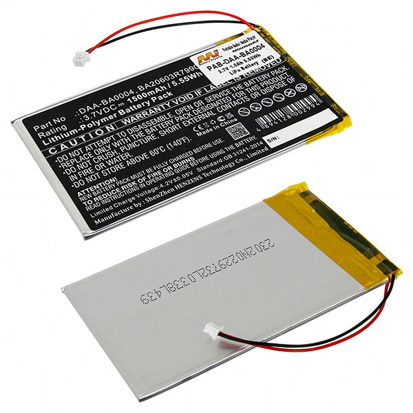 MI Battery Experts PAB-DAA-BA0004-BP1 Professional-Grade 3.7V 1.7Ah LiPo Battery for Portable Audio/Video Devices, 6.3Wh, 39g