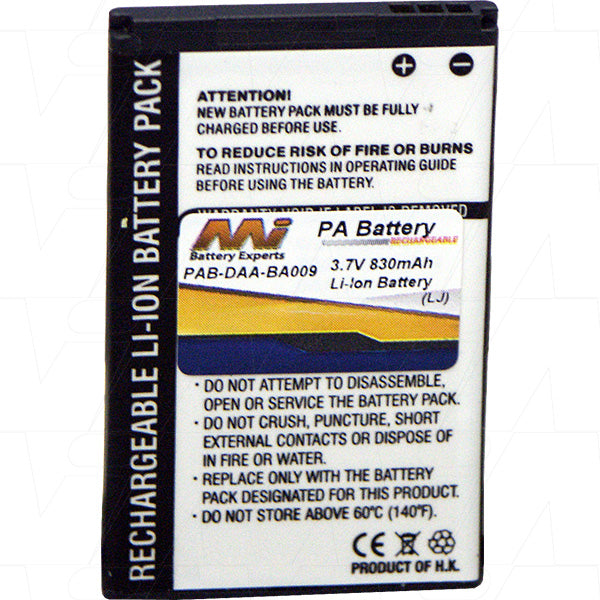 Lithium-Ion Battery for Portable Audio Players 830mAh, 3.7V, 16g, 33x4.4mm - Long-Lasting Power for Music