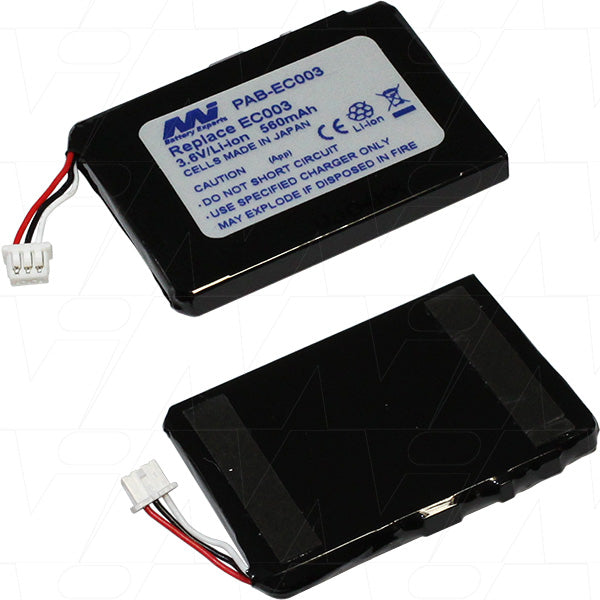 MI Battery Experts PAB-EC003 450mAh 3.6V Li-Ion Battery for Pro Audio - 13g Lightweight, 31.5x41.9mm, 1.7Wh Power