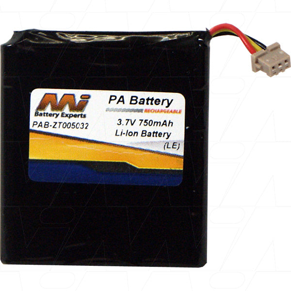 MI Battery Experts PAB-ZT005032 Lithium-Ion Battery for Portable Audio Players - 750mAh, 3.7V, 2.8Wh, 15g