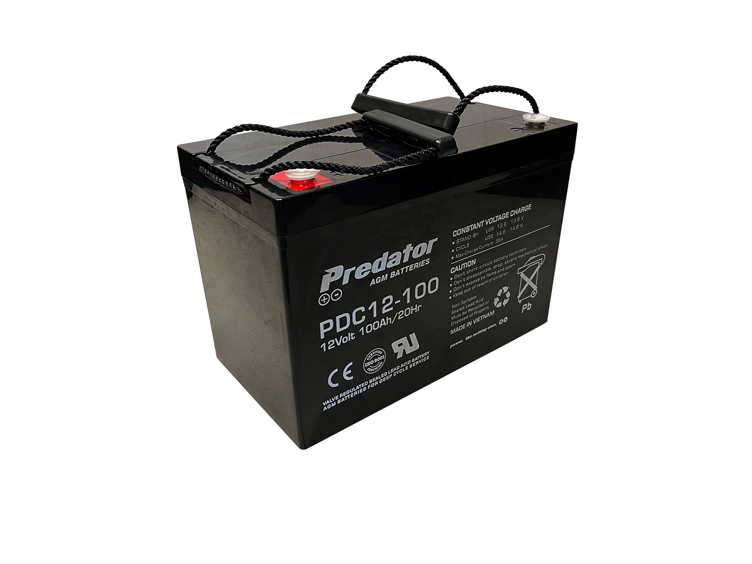 12V 100Ah AGM Predator Deep Cycle Battery - RV, Solar, Marine, & Off-Grid Power - Long Lasting, High Performance PDC12-100
