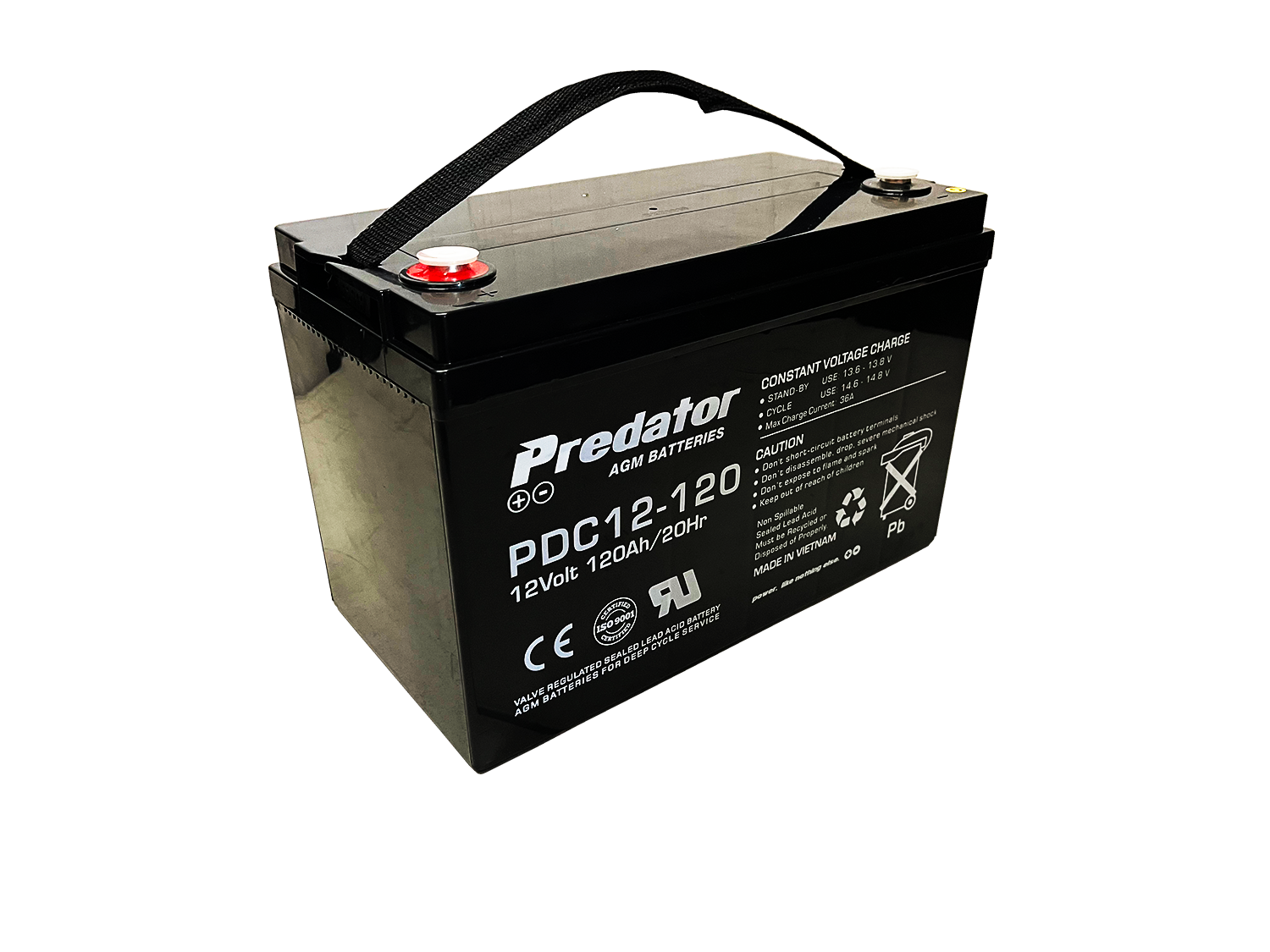 120Ah AGM Deep Cycle Battery - Predator PDC12-120 - RV, Solar, Marine & Off-Grid Power Backup - Maintenance-Free, Spill-Proof 12V Battery

