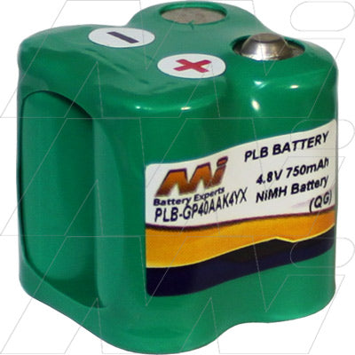 MI Battery Experts PLB-GP40AAK4YX 4.8V 750mAh NiMH Pack for Professional LED Lighting & Emergency Systems