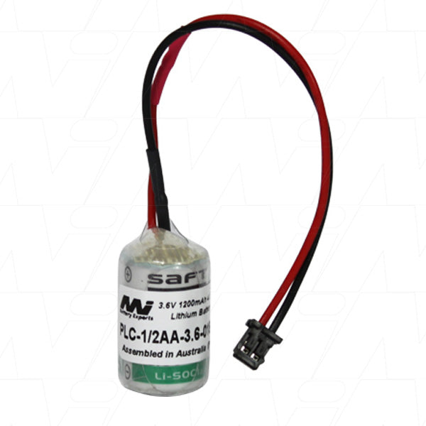 MI Battery Experts PLC-1/2AA-3.6-018M Lithium Thionyl Chloride Battery 3.6V 1.2Ah for Industrial PLC Memory Backup & Automation (15.2x25.7mm)