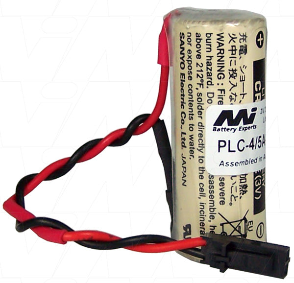 MI Battery Experts PLC-4/5A-3-023B Industrial 3V Lithium Battery for PLC Memory Backup | 2.5Ah Capacity | 4/5A Size