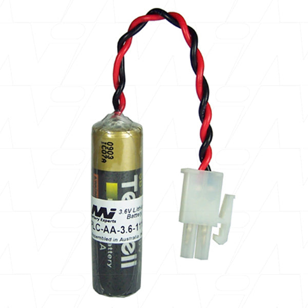 MI Battery Experts PLC-AA-3.6-111B Lithium Thionyl Chloride Battery - 3.6V 2.4Ah for Industrial Automation & Memory Backup