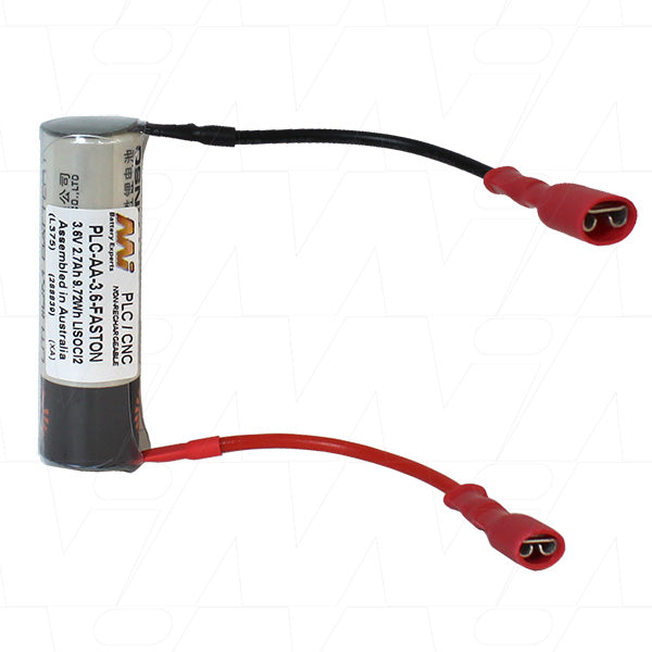 MI Battery Experts PLC-AA-3.6-FASTON Industrial 3.6V Lithium Thionyl Chloride Battery for PLC & Automation Memory Backup (2.7Ah)