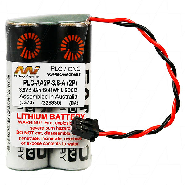 MI Battery Experts PLC-AA2P-3.6-A Lithium Thionyl Chloride Battery - 3.6V 5.4Ah Industrial Memory Backup Power for PLC & Automation Systems