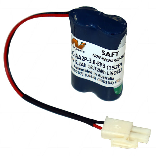 MI Battery Experts PLC-AA2P-3.6-EP3 Industrial 3.6V 5.2Ah Lithium Thionyl Chloride Battery for PLC & Automation Systems