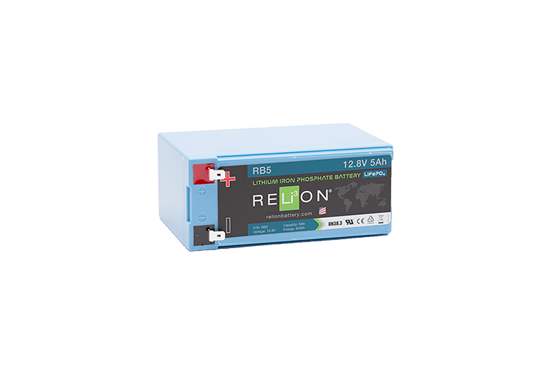 RELiON RB5 12V 5Ah LiFePO4 Lithium Battery - Fishing Electronics, Solar Lighting, Deep Cycle Power
