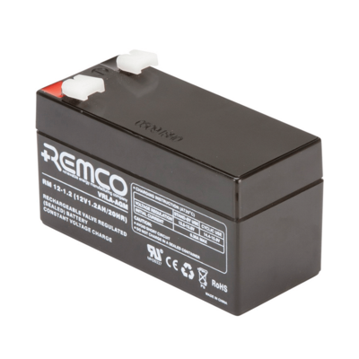 RM12-1.2 REMCO 12V 1.2Ah VRLA AGM Battery for UPS, Security Systems, & Emergency Lighting - Long Shelf Life, No Spill 