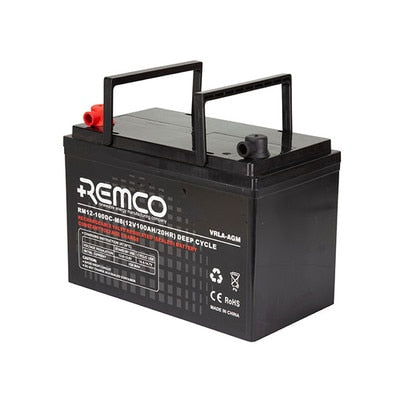 RM12-100DC Remco Deep Cycle AGM Battery - 12V 100Ah - Caravan, RV, Marine, Mobility, & Toy Applications 
