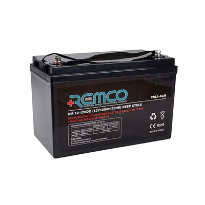 12V 120Ah Deep Cycle AGM Battery - REMCO N86 Case - RV, Marine, Mobility, & Communications - Spill-Proof, No Gassing  